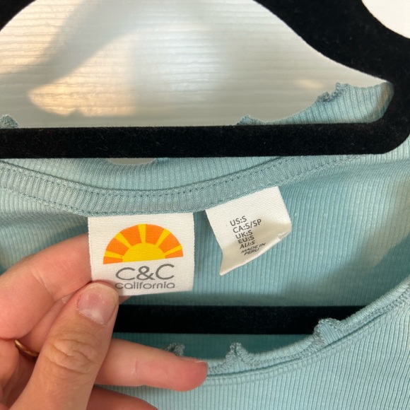 Light Blue Ruffled Edge Women's Top - Picture 3 of 3